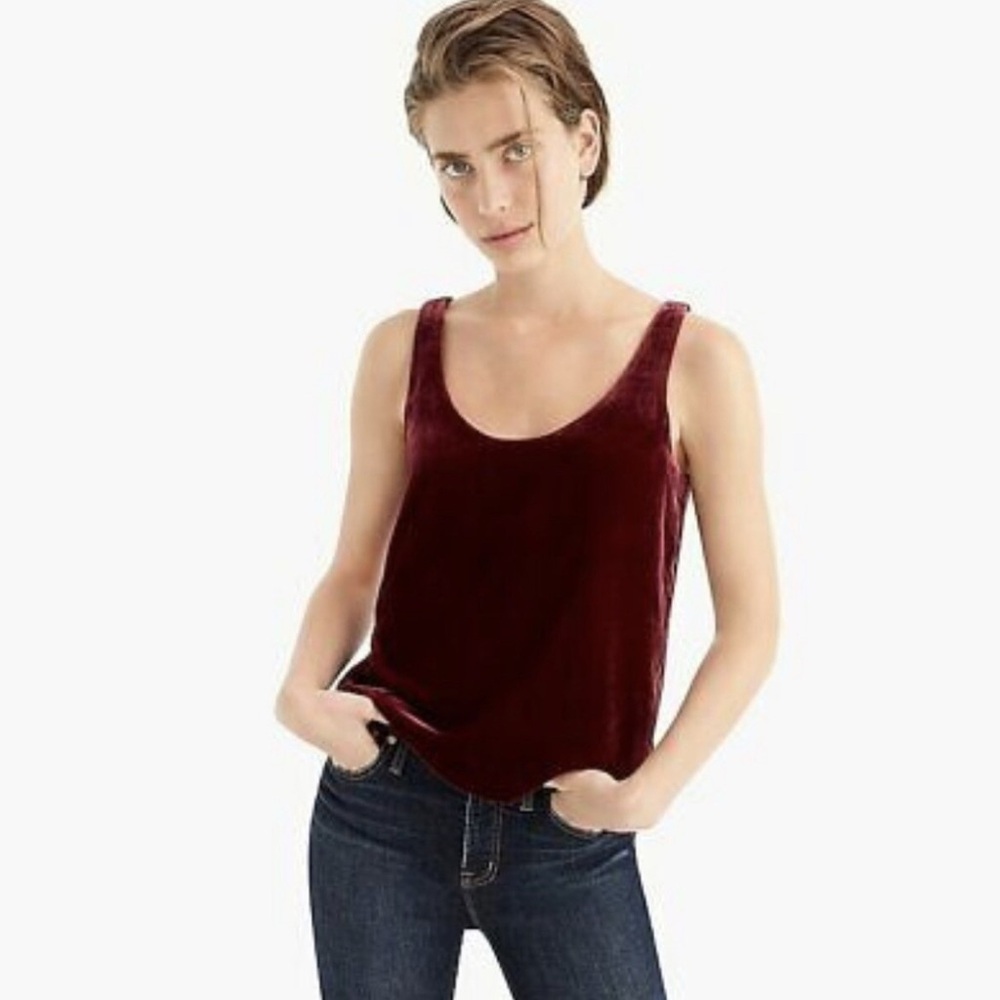 J. Crew Velvet Tank Top - Rich Burgundy NWT